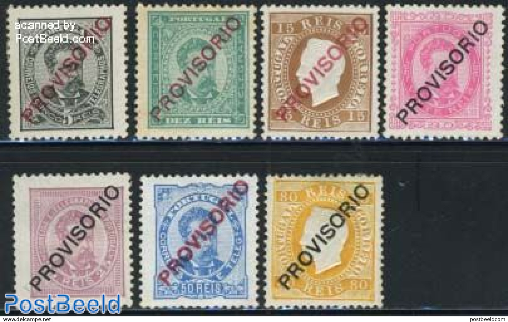 Portugal 1892 PROVISORIO 7v, Unused (hinged) - Ungebraucht