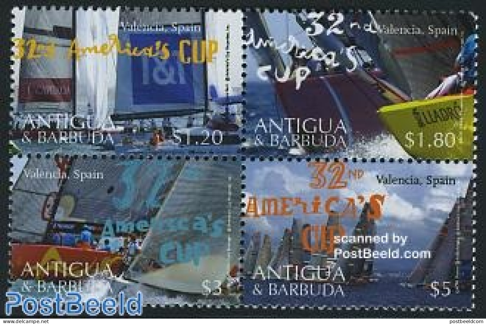 Antigua & Barbuda 2008 Americas Cup 4v [+], Mint NH, Sport - Transport - Sailing - Sport (other And Mixed) - Ships And.. - Sailing