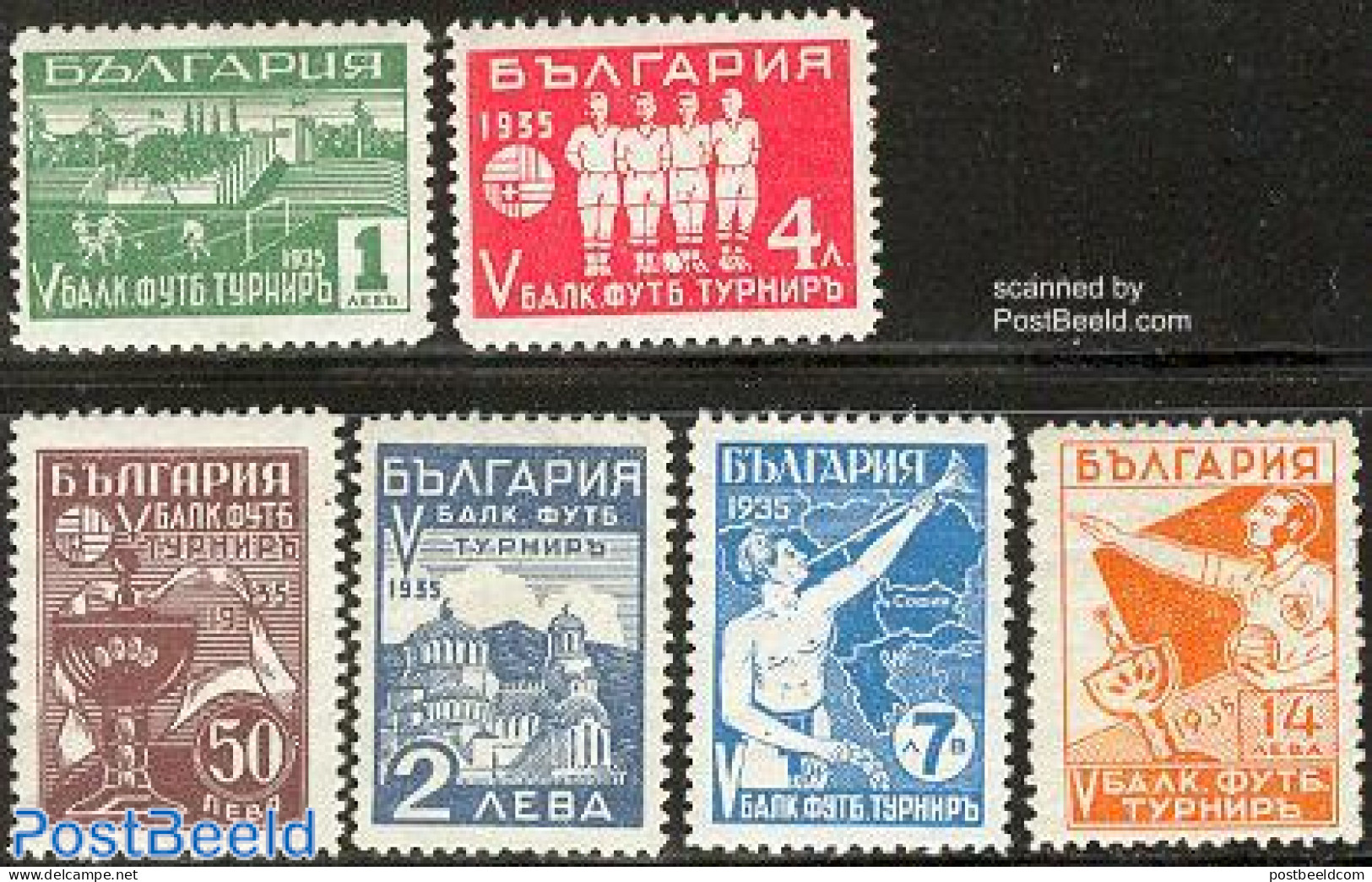 Bulgaria 1935 Balkan Football Games 6v, Unused (hinged), History - Sport - Various - Europa Hang-on Issues - Football .. - Unused Stamps