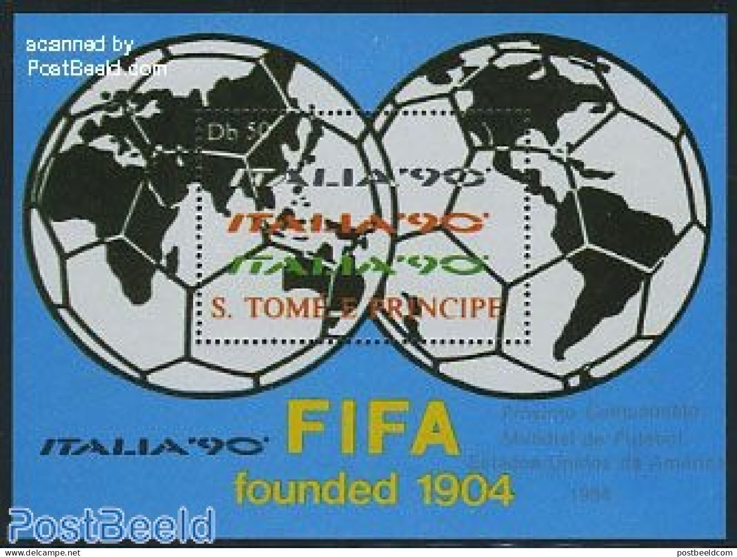 Sao Tome/Principe 1988 Italia S/s, Silver Sign, Mint NH, Sport - Football - Sao Tomé Y Príncipe