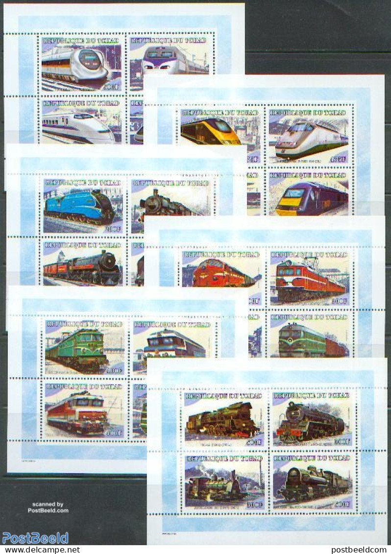 Chad 2001 Railways 6x4v M/s, Mint NH, Transport - Railways - Autres & Non Classés