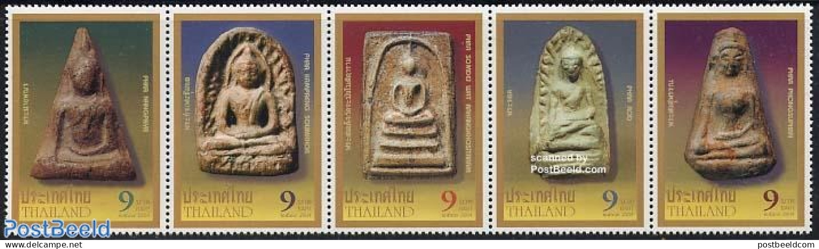 Thailand 2004 Buddhist Talismen 5v [::::], Mint NH, Religion - Religion - Art - Sculpture - Escultura