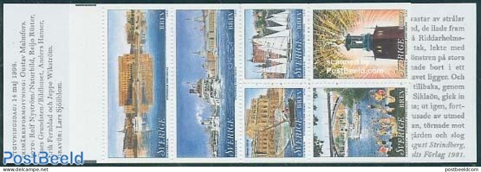 Sweden 1998 Stockholm, Venice Of The North 6v In Booklet, Mint NH, History - Transport - Europa Hang-on Issues - Stamp.. - Neufs
