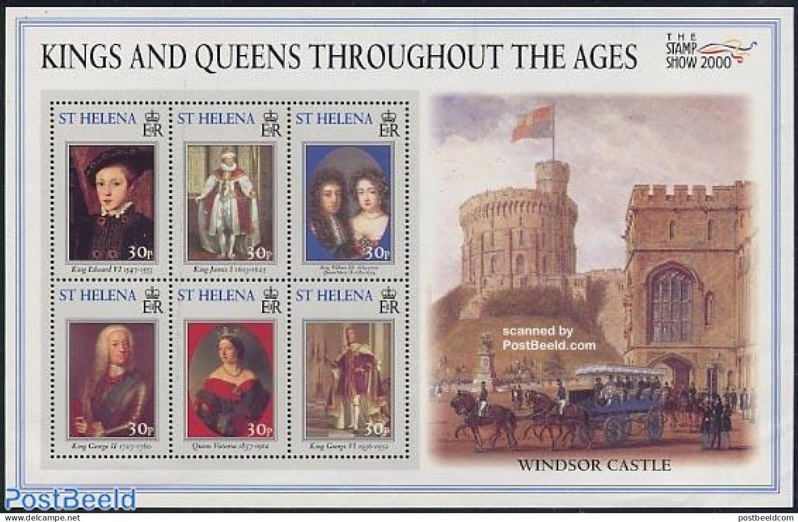 Saint Helena 2000 Stamp Show London S/S, Mint NH, History - Kings & Queens (Royalty) - Philately - Koniklijke Families