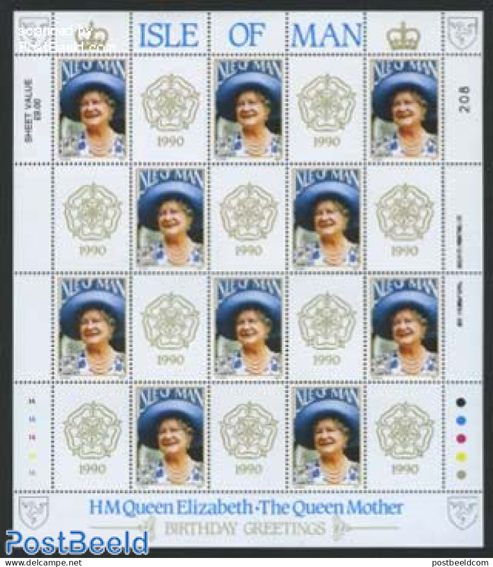 Isle Of Man 1990 Queen Mother M/s, Mint NH, History - Kings & Queens (Royalty) - Königshäuser, Adel