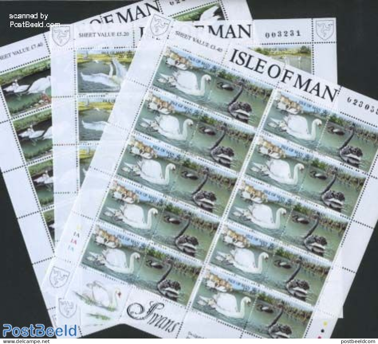 Isle Of Man 1991 Swans 3 M/ss, Mint NH, Nature - Birds - Ducks - Swans - Isle Of Man