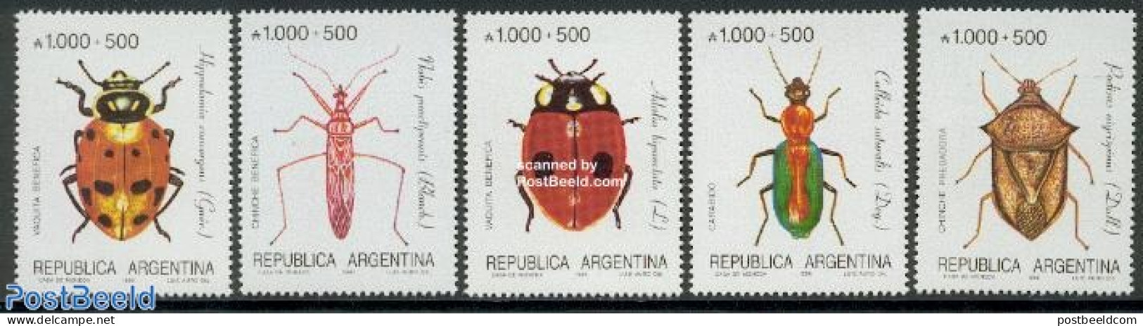Argentina 1990 Insects 5v, Mint NH, Nature - Insects - Ungebraucht