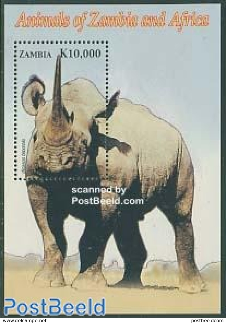 Zambia 2005 African Animals S/s, Rhino, Mint NH, Nature - Animals (others & Mixed) - Rhinoceros - Zambie (1965-...)
