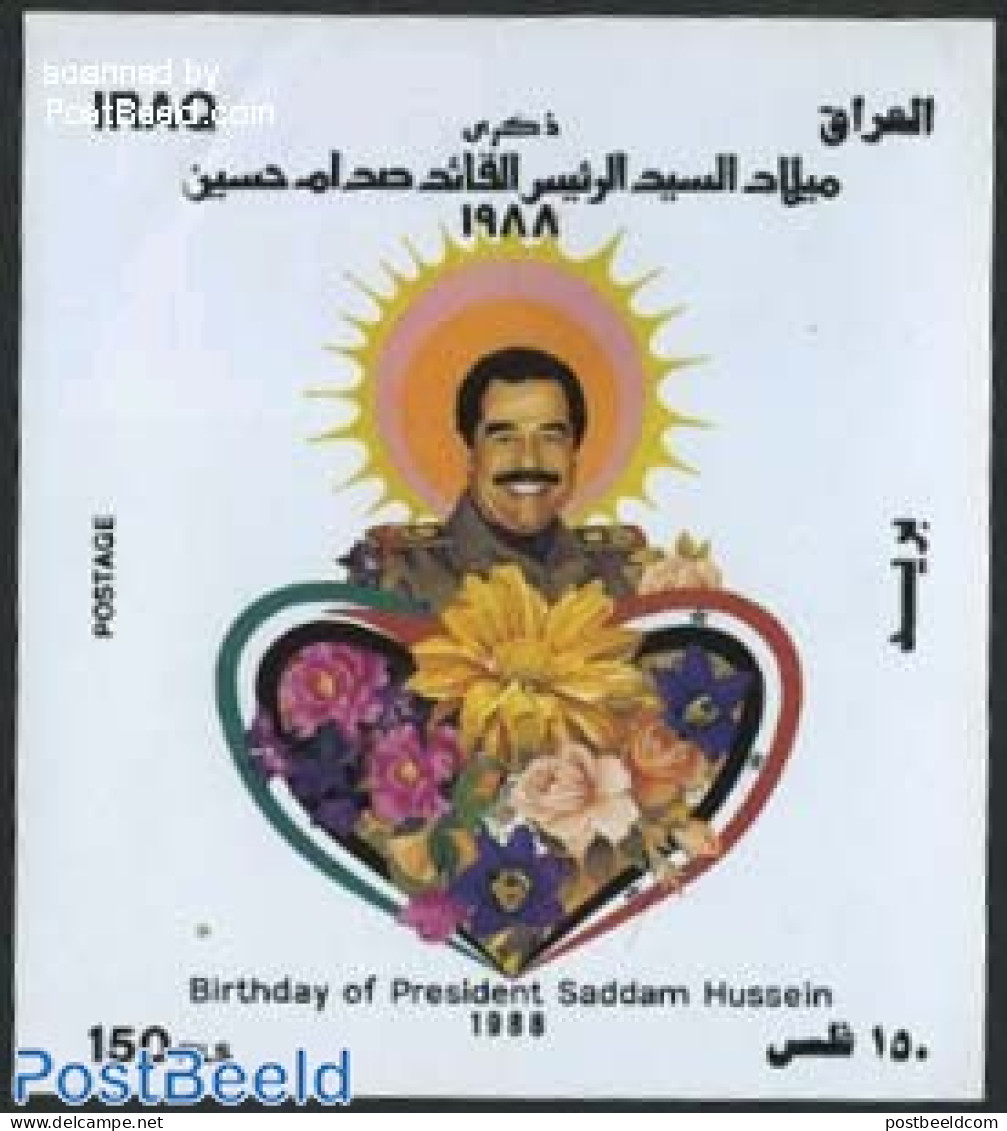 Iraq 1988 Saddam Husein 51st Birthday S/s, Mint NH, History - Politicians - Irak