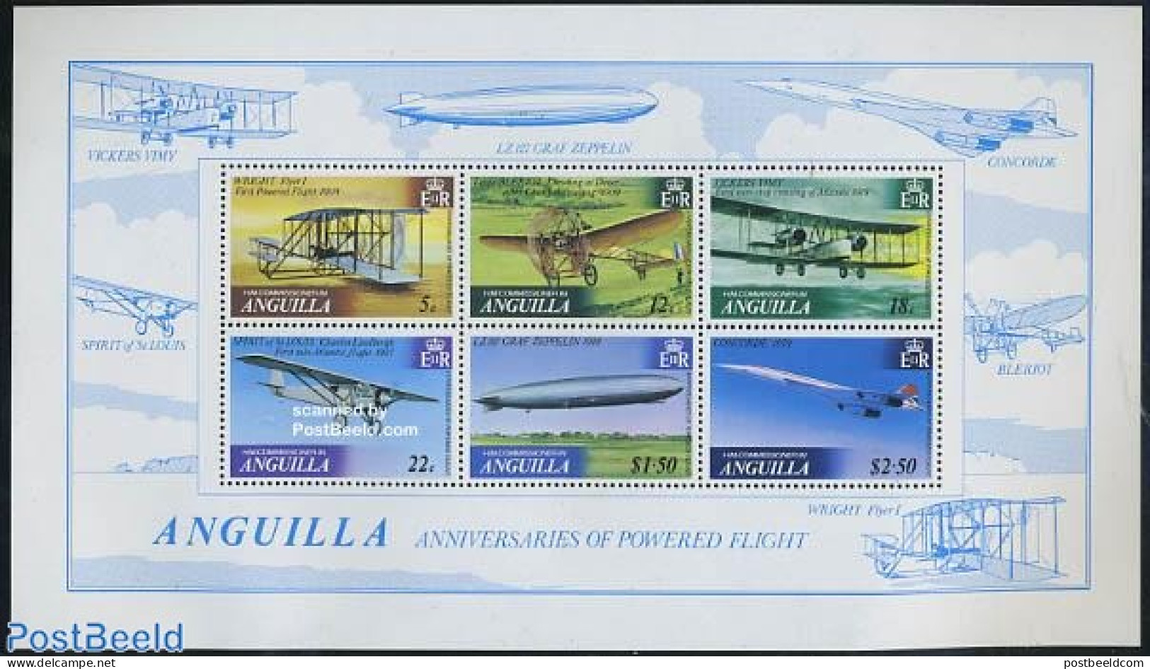 Anguilla 1979 Wright Brothers S/s, Mint NH, Science - Transport - Inventors - Concorde - Aircraft & Aviation - Zeppelins - Concorde