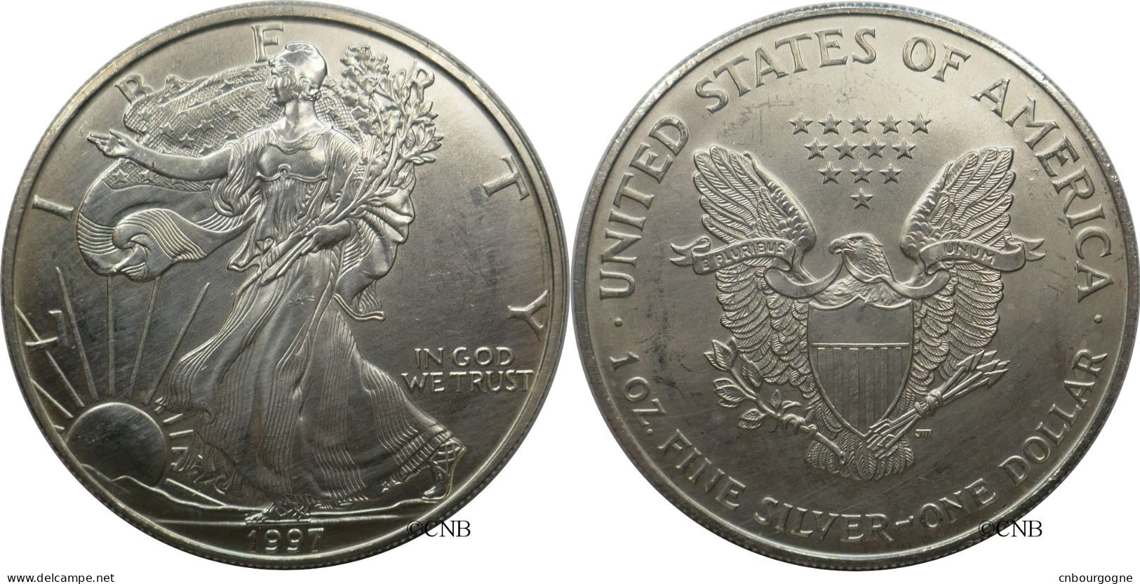 États-Unis - 1 Dollar - 1 Oz Fine Silver Liberty 1997 - AUNC - Mon5973 - Ohne Zuordnung