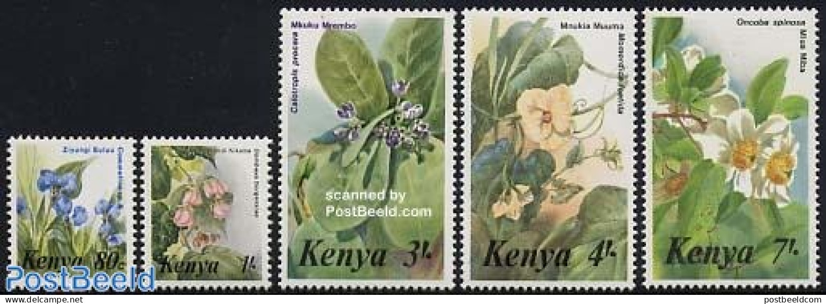 Kenia 1985 Definitives, Flowers 5v, Mint NH, Nature - Flowers & Plants - Other & Unclassified