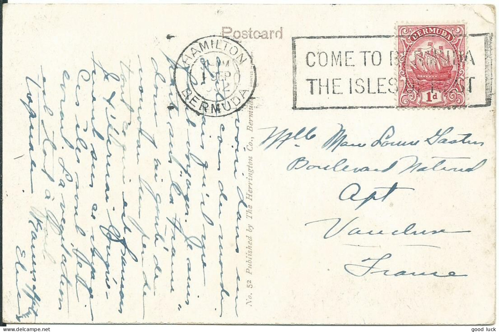 BERMUDES CARTE 1d HAMILTON POUR APT ( VAUCLUSE ) DE 1962 LETTRE COVER - Bermudes