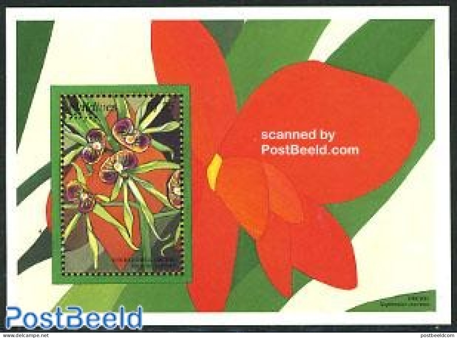 Maldives 1995 Flowers S/s, Encyclia Cochleata, Mint NH, Nature - Flowers & Plants - Orchids - Malediven (1965-...)