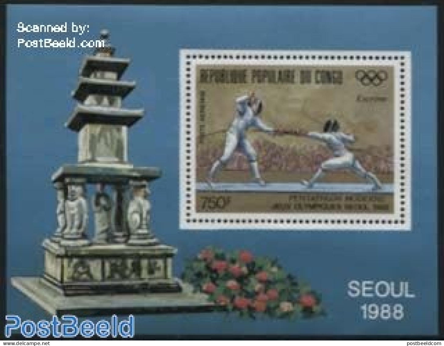 Congo Republic 1988 Olympic Games Seoul S/s, Mint NH, Sport - Fencing - Olympic Games - Escrime