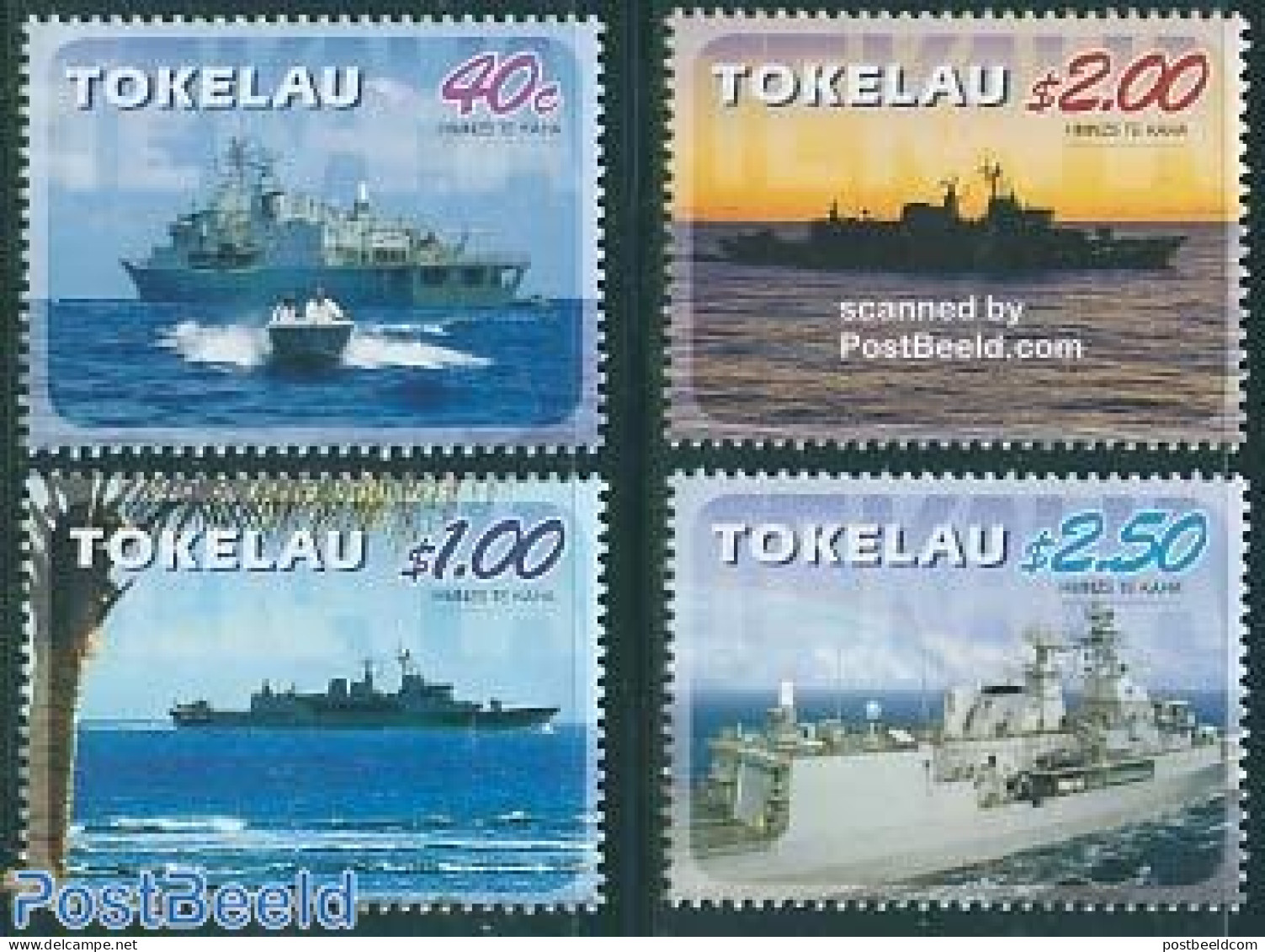 Tokelau Islands 2005 HMNZS Te Kaha 4v, Mint NH, Transport - Ships And Boats - Ships