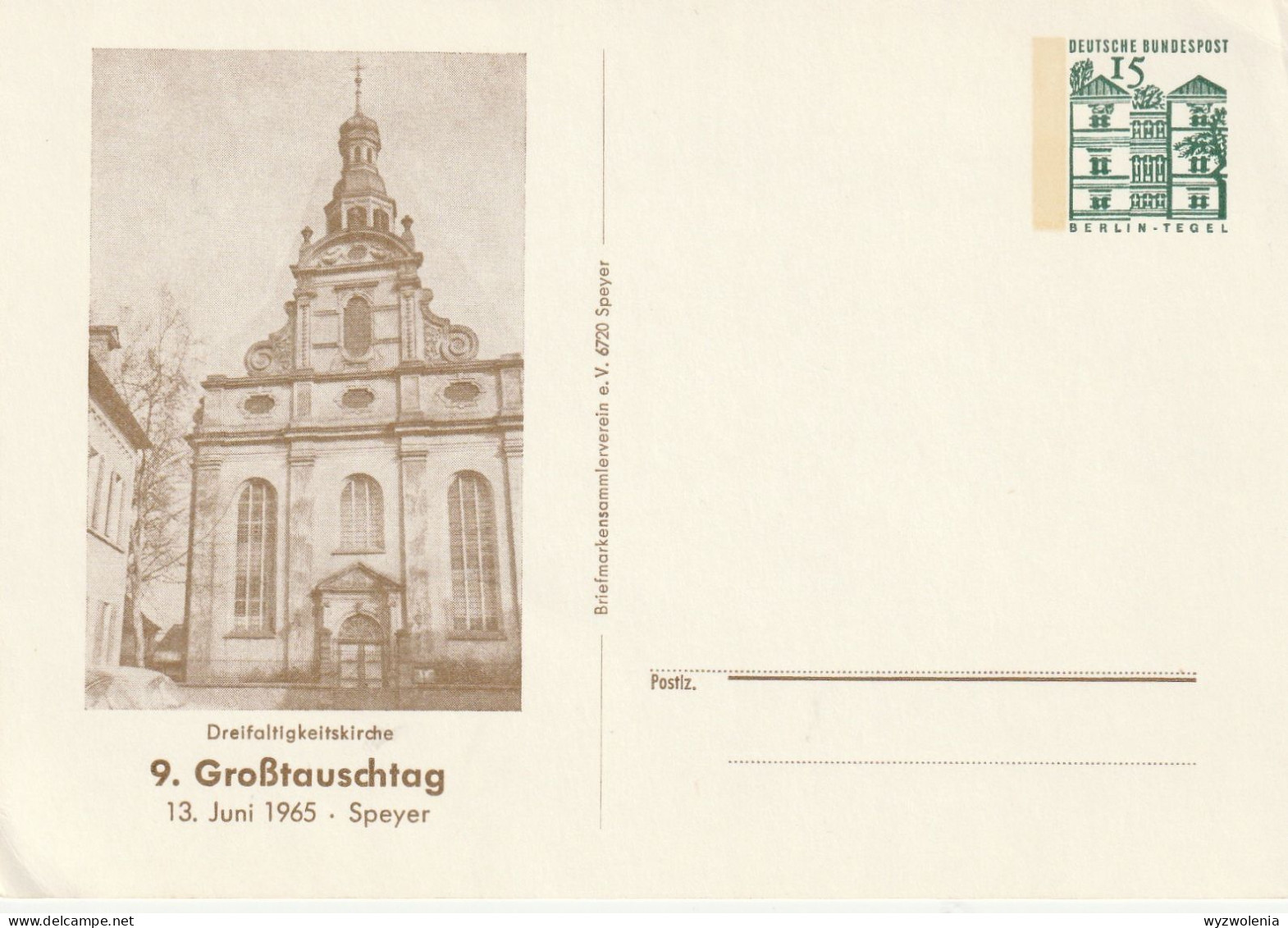 H 440) BRD Privat-GSK 9. Großtauschtag 1965 Speyer: Abb. Dreifaltigkeits-Kirche - Cartes Postales Privées - Neuves