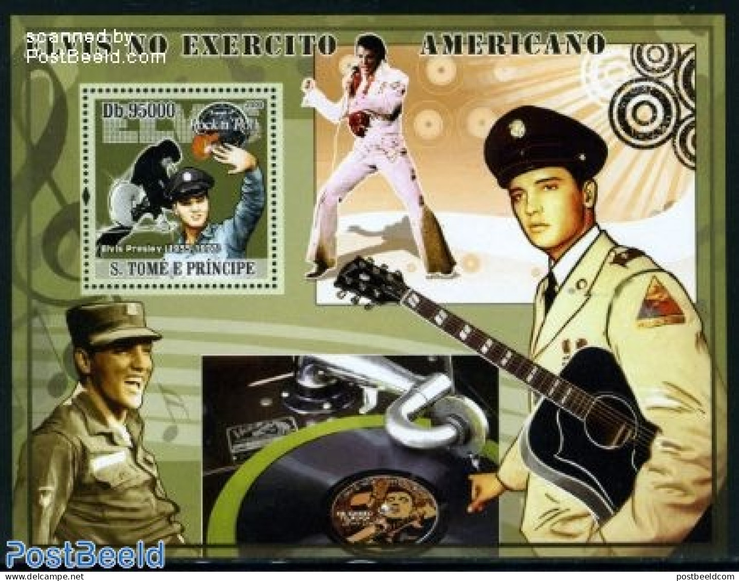 Sao Tome/Principe 2008 Elvis Presley S/s, Mint NH, Performance Art - Elvis Presley - Music - Popular Music - Elvis Presley