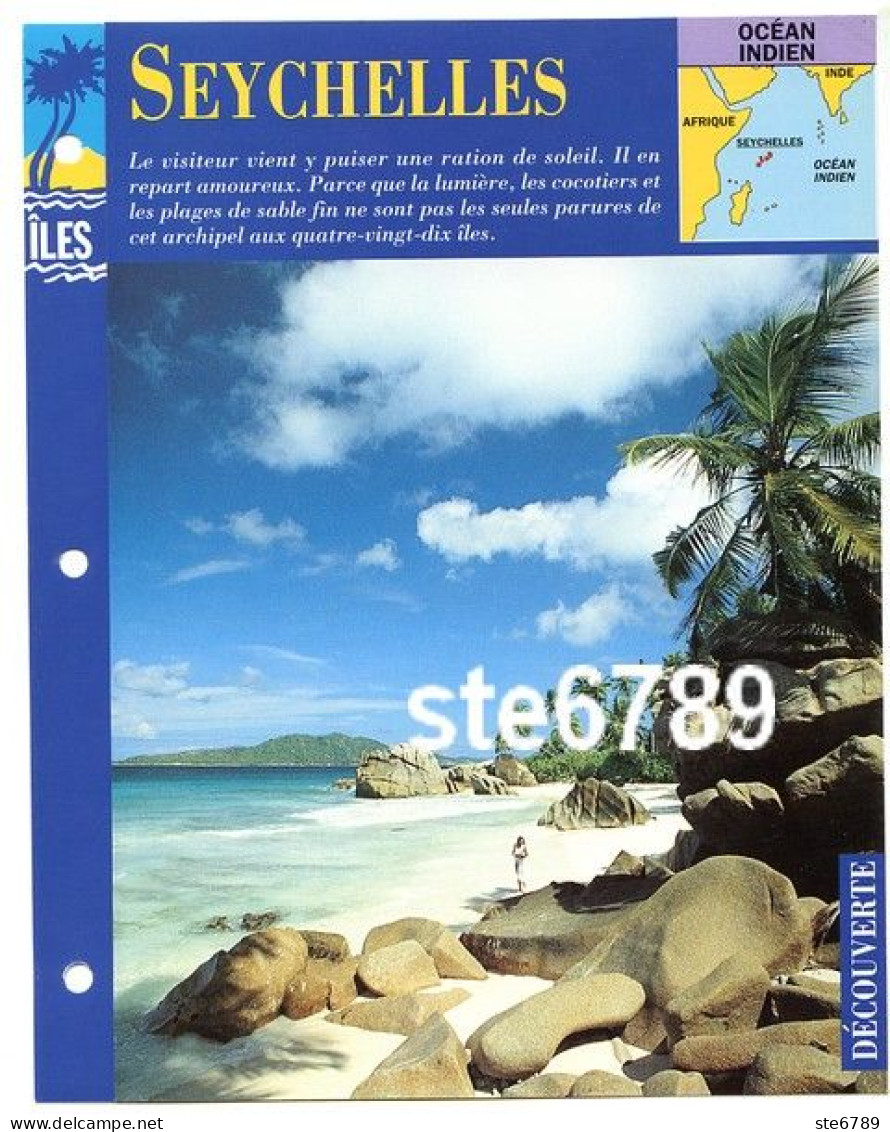 ILE SEYCHELLES 1/3 Série Iles Océan Indien  Géographie Découverte Fiche Dépliante - Geographie