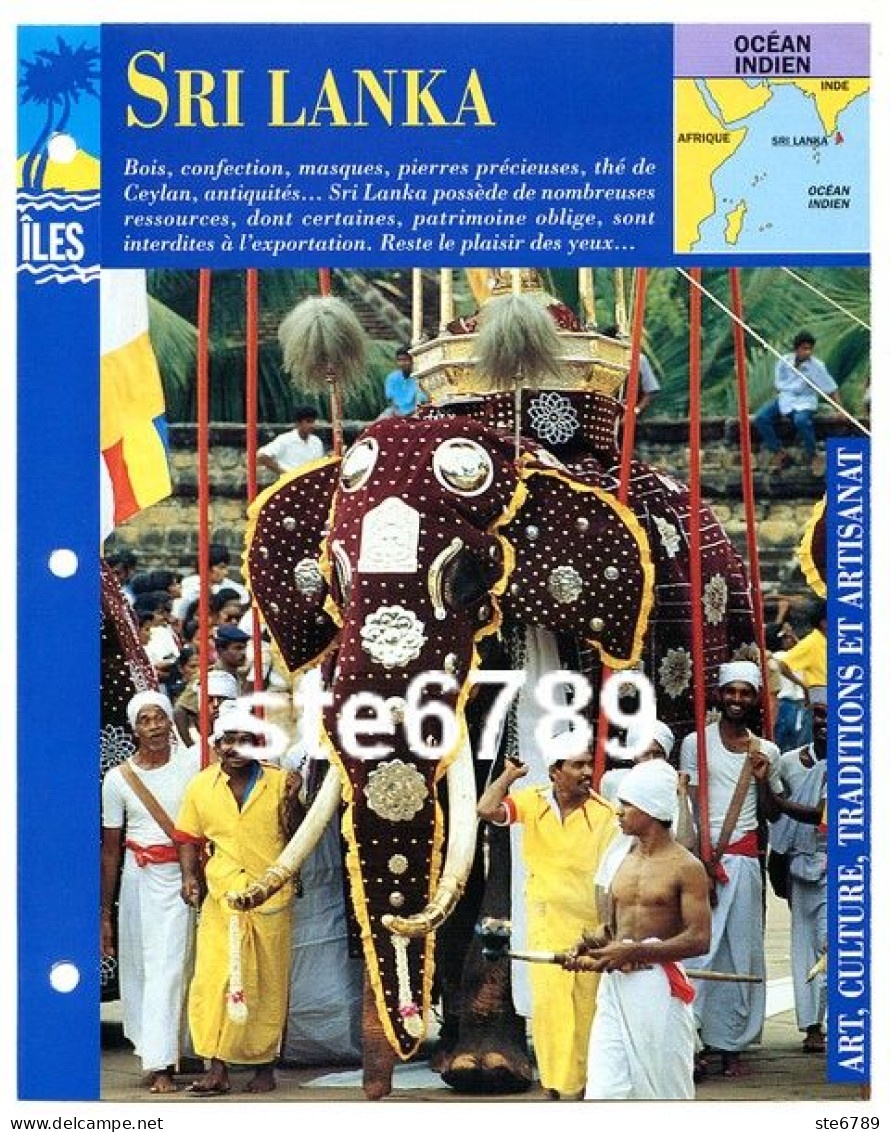 ILE SRI LANKA  2/4 Série Iles Océan Indien  Géographie Art Culture Traditions Et Artisanat Fiche Dépliante - Geografía