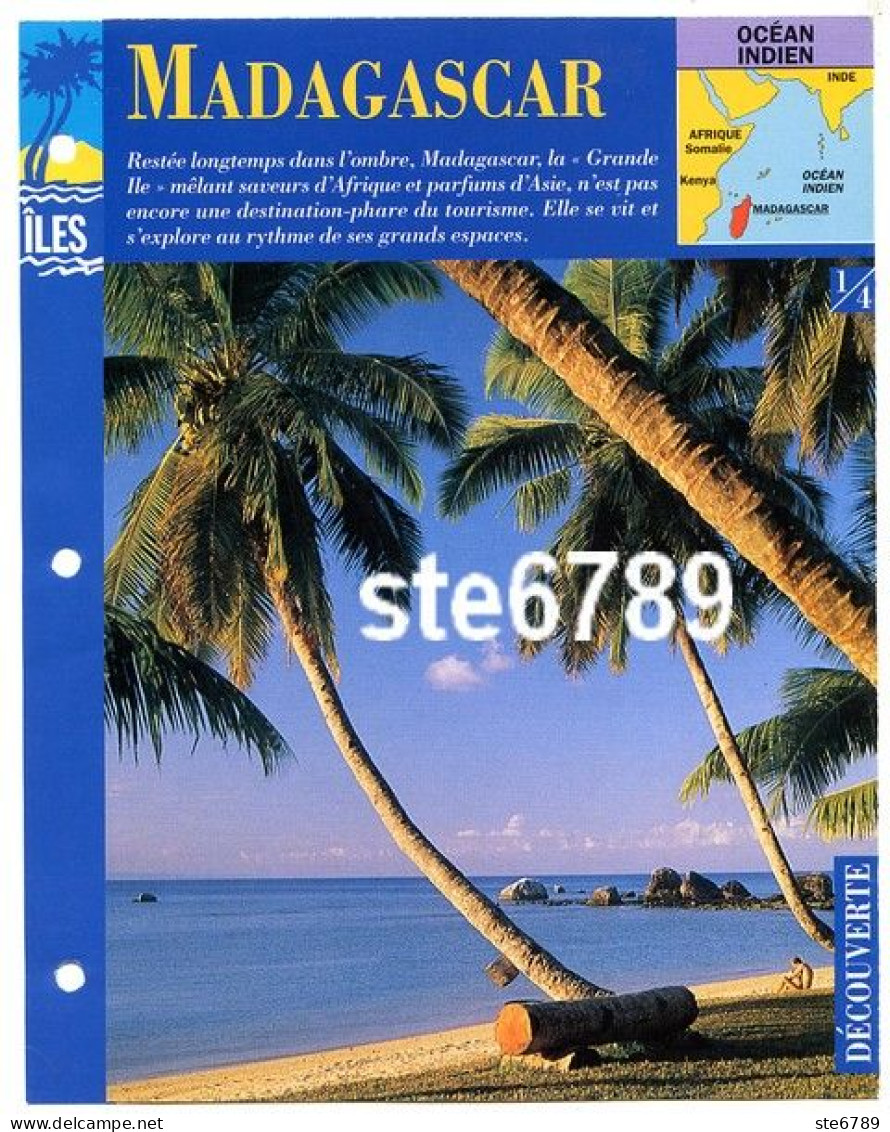 ILE MADAGASCAR  1/4 Série Iles Océan Indien  Géographie Découverte Fiche Dépliante - Geografía