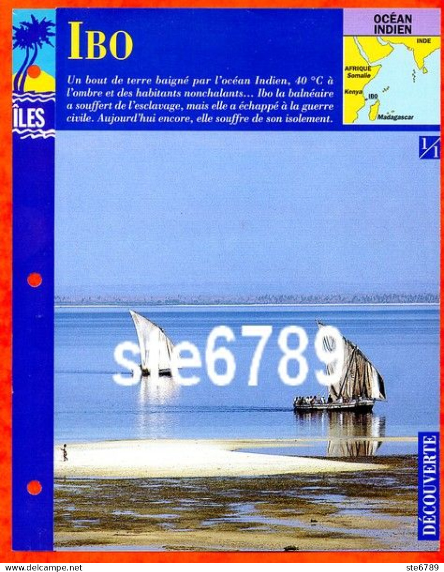 ILE IBO Mozambique 1/1 Série Iles Océan Indien Géographie Découverte Fiche Dépliante - Aardrijkskunde