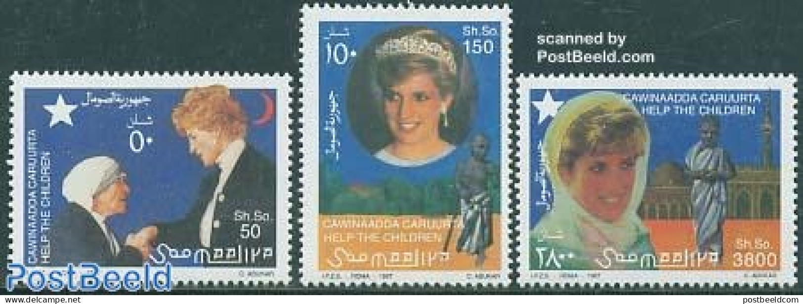 Somalia 1998 Children Aid 3v, Mint NH, History - Charles & Diana - Kings & Queens (Royalty) - Königshäuser, Adel