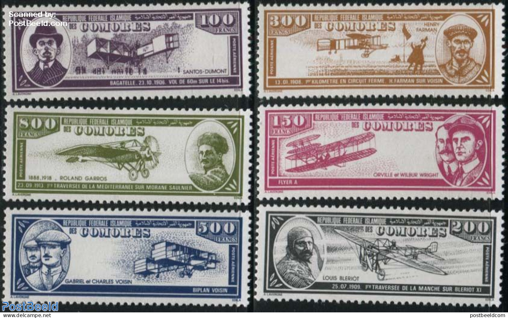 Comoros 1988 Air Pioneers 6v, Mint NH, Transport - Aircraft & Aviation - Flugzeuge