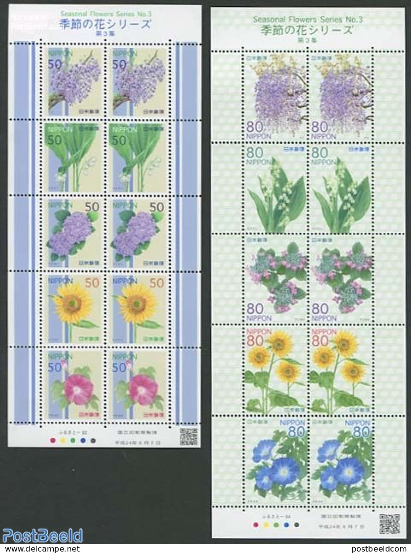 Japan 2012 Flowers 2 M/s, Mint NH, Nature - Flowers & Plants - Nuevos