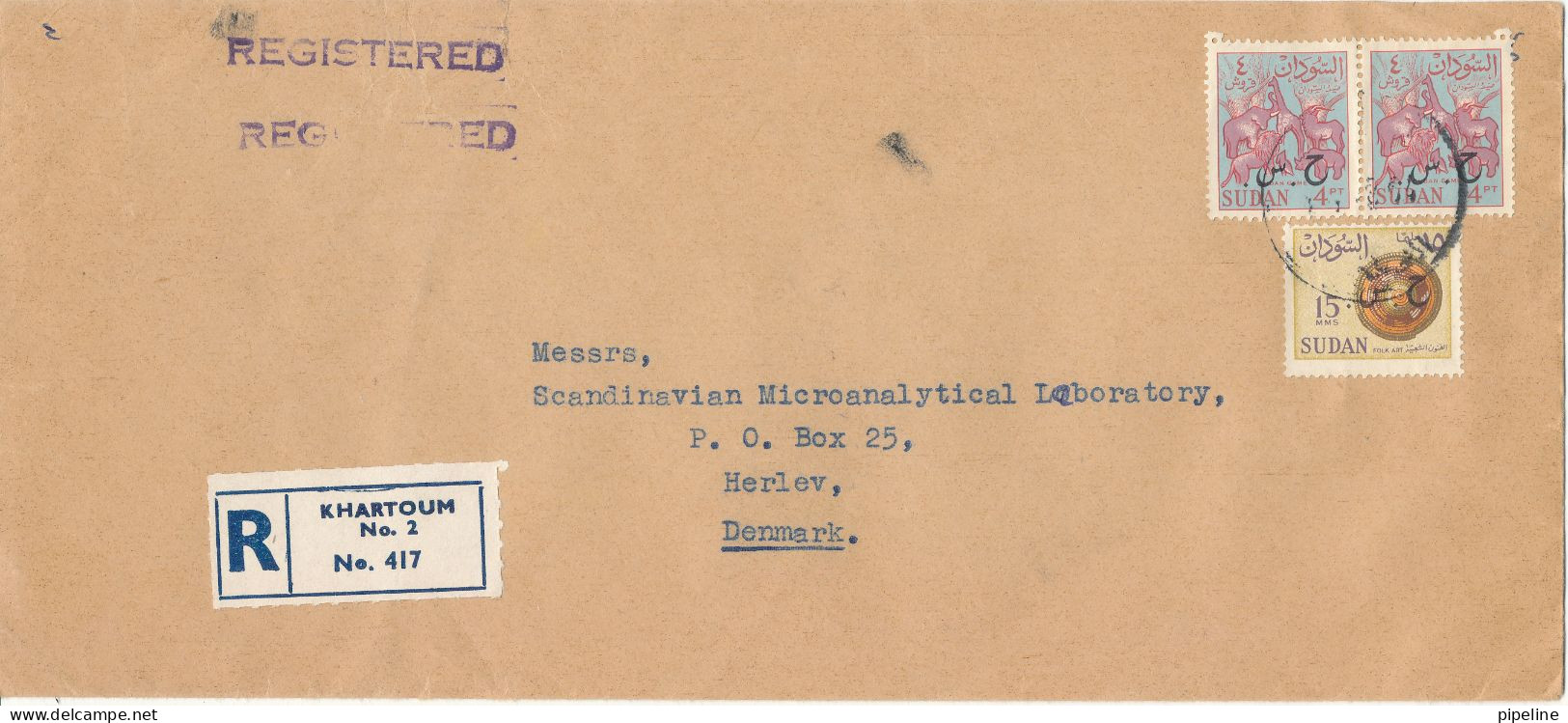 Sudan Registered Cover Sent To Denmark - Sudan (1954-...)