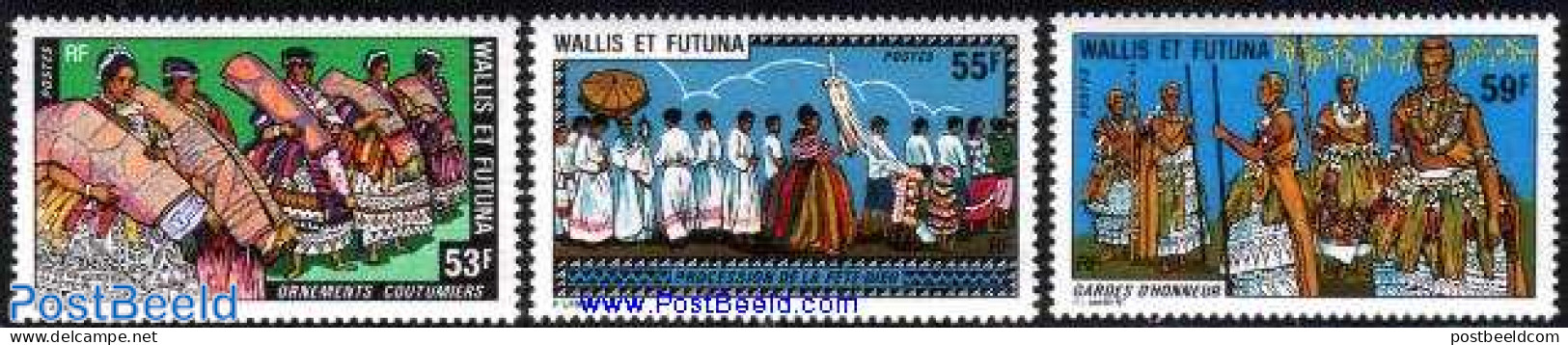 Wallis & Futuna 1978 Folkloristic Costumes 3v, Mint NH, Performance Art - Various - Dance & Ballet - Costumes - Folklore - Dance