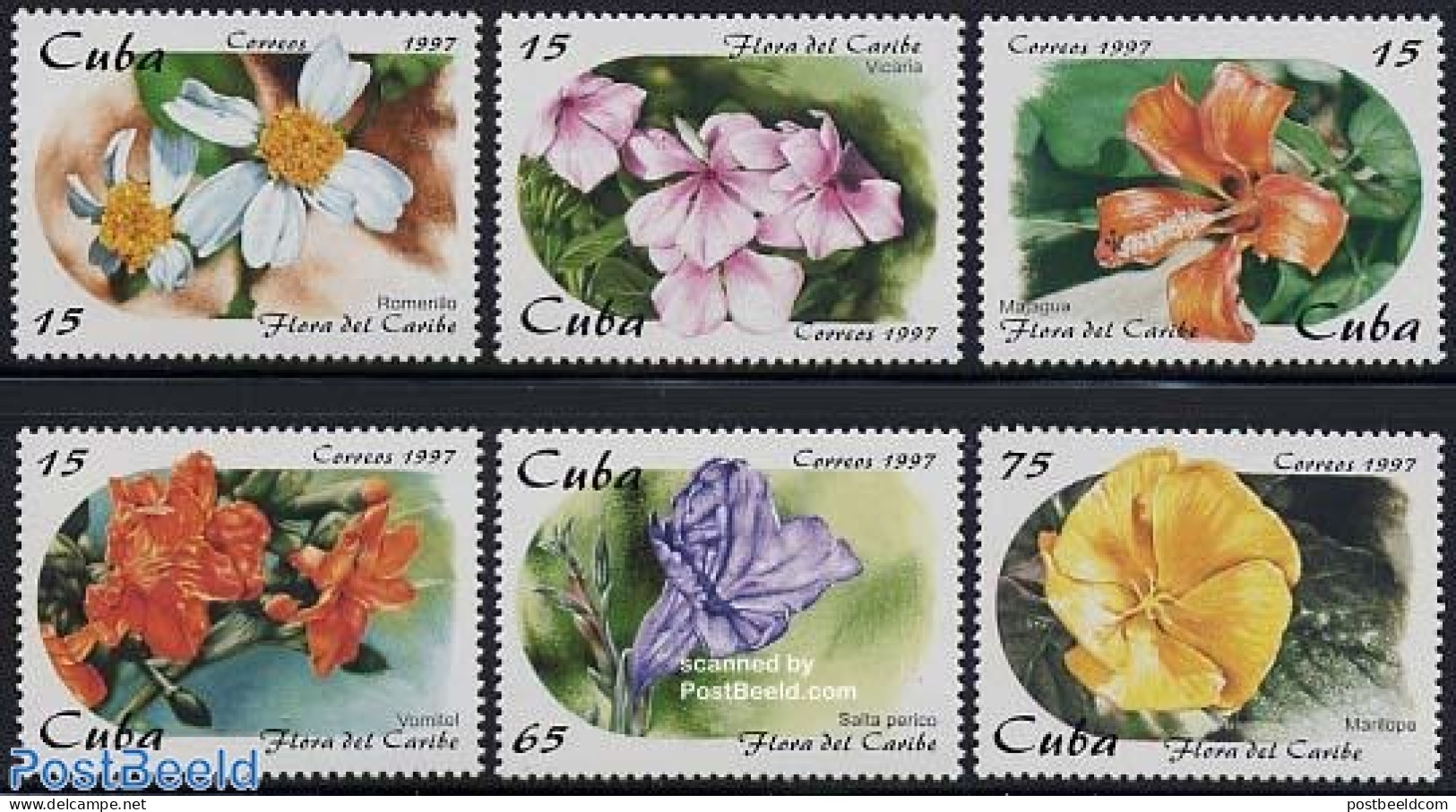 Cuba 1997 Flowers 6v, Mint NH, Nature - Flowers & Plants - Neufs