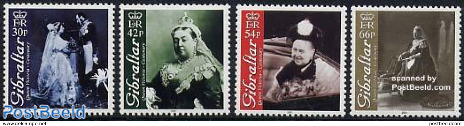 Gibraltar 2001 Victoria Death Centenary 4v, Mint NH, History - Kings & Queens (Royalty) - Koniklijke Families