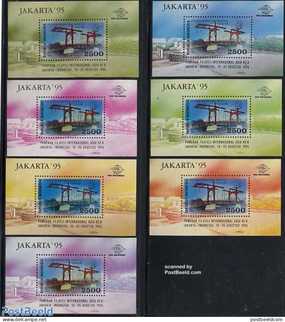 Indonesia 1995 Jakarta 95 7 S/s, Mint NH, Art - Bridges And Tunnels - Puentes