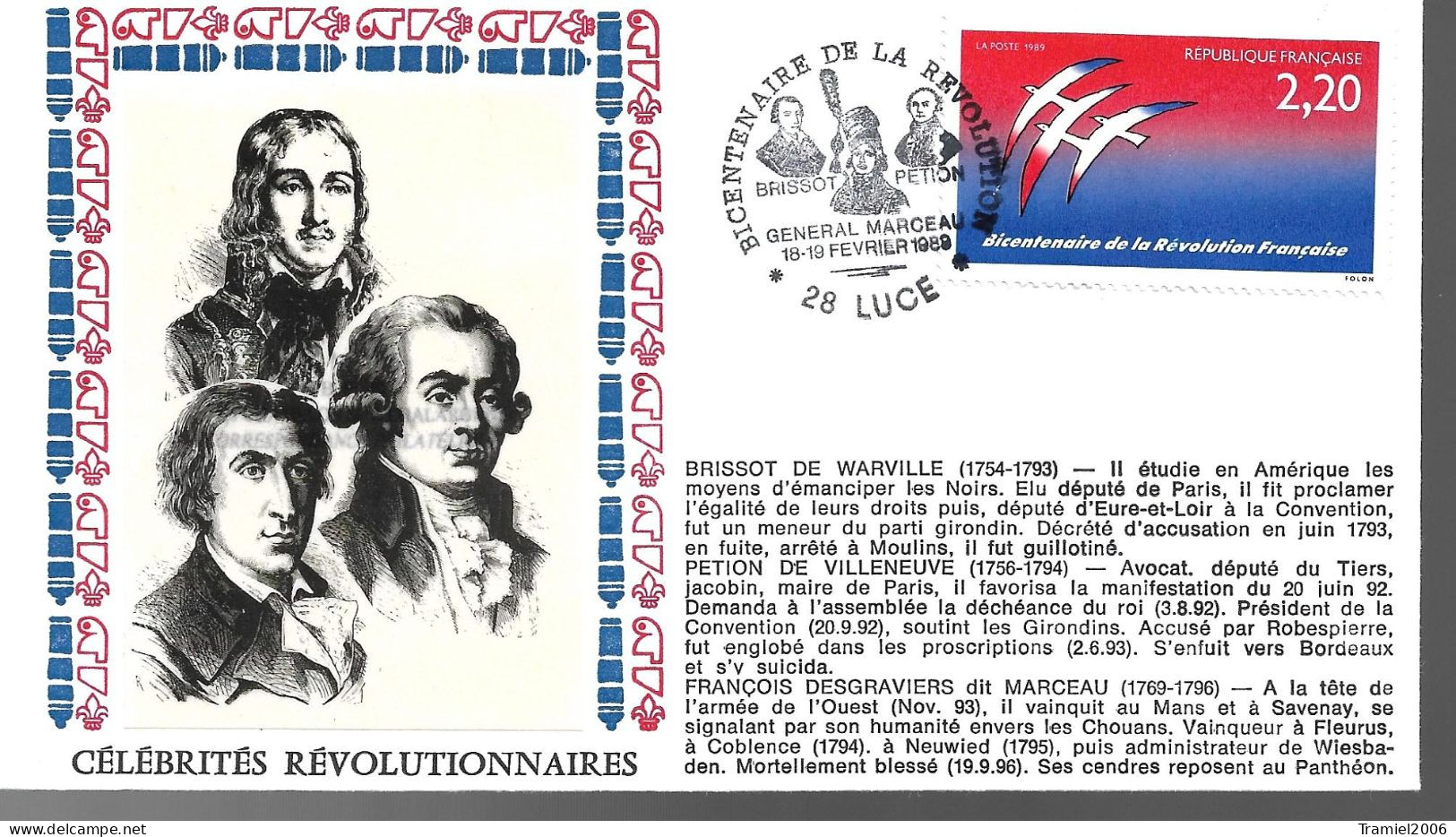 FRANCE 1989 - YT 2560 - Bicentenaire De La Révolution Française - CELEBRITES REVOLUTIONNAIRES - 18.02.1989 - 1980-1989