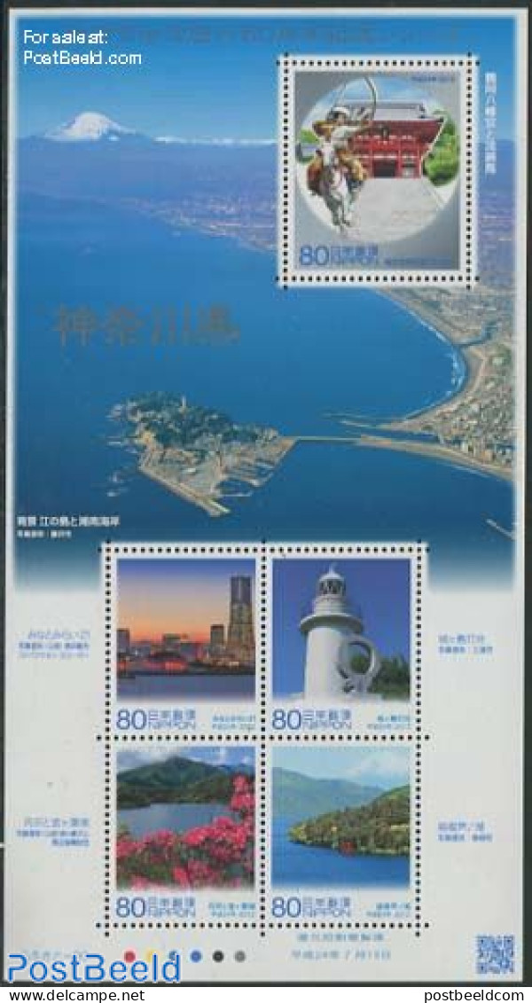 Japan 2012 Kanagawa Regional Government 5v M/s, Mint NH, Nature - Various - Flowers & Plants - Horses - Lighthouses & .. - Nuevos