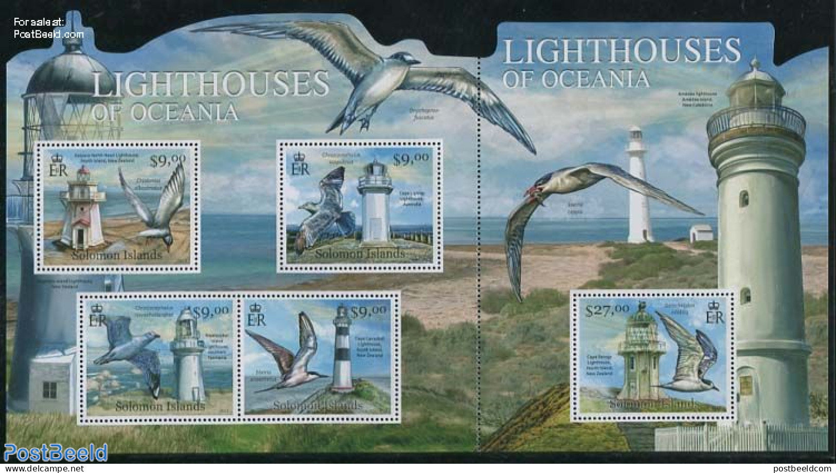 Solomon Islands 2012 Lighthouses 5v M/s, Mint NH, Nature - Various - Birds - Lighthouses & Safety At Sea - Lighthouses