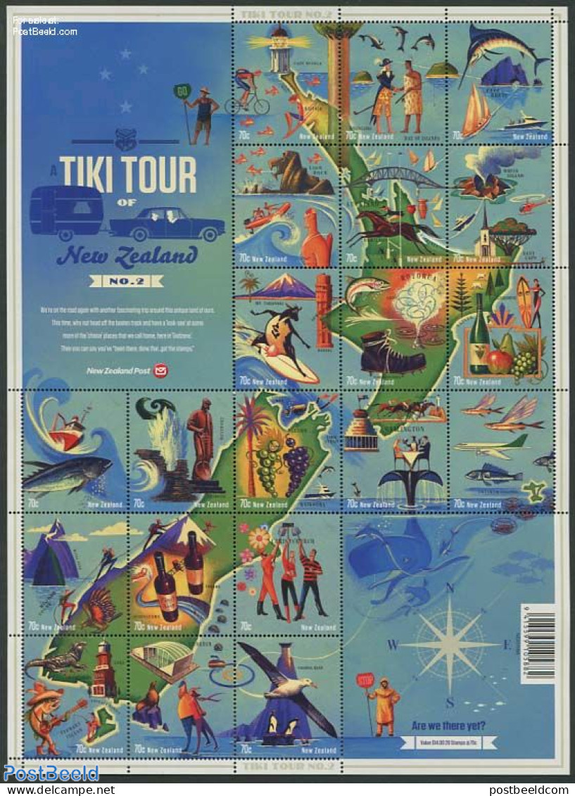 New Zealand 2012 Tiki Tour No. 2 20v M/s, Mint NH, Nature - Transport - Various - Birds - Fish - Horses - Penguins - W.. - Nuovi