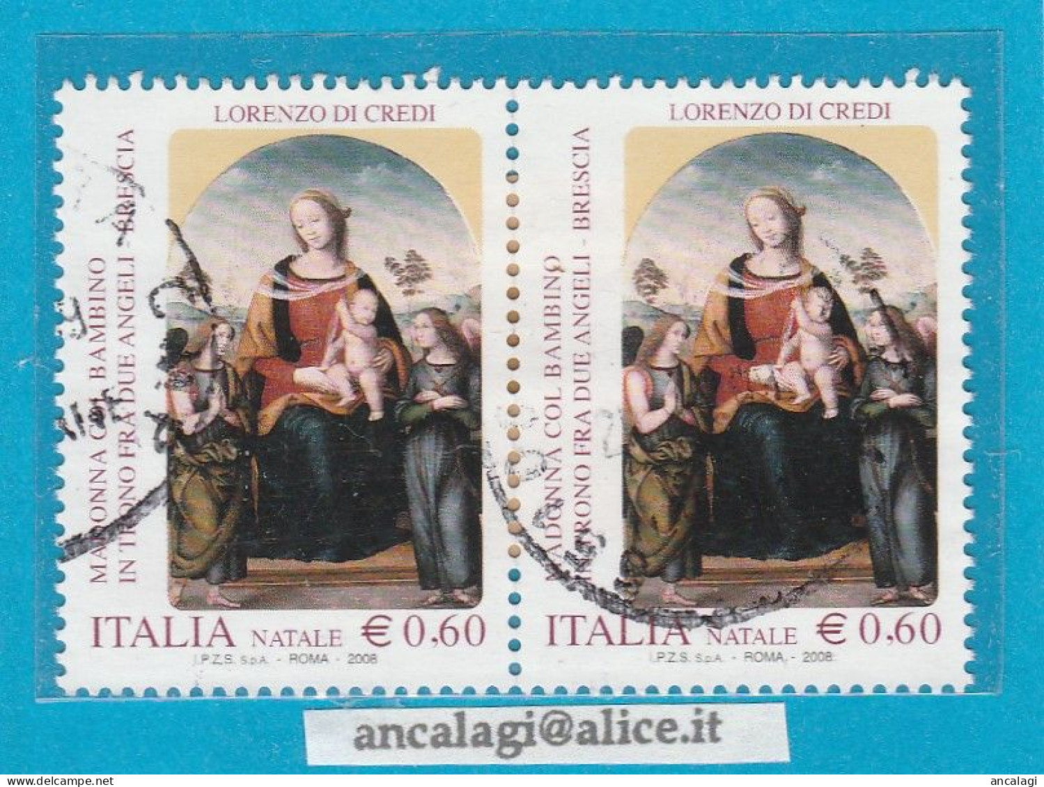 USATI ITALIA 2008 - Ref.1104B "NATALE" 1 Val. In Coppia - - 2001-10: Usati