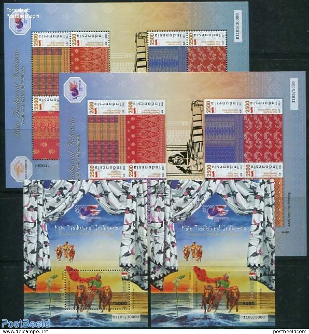 Indonesia 2011 Set From Special Pack Perforated & Imperf. Sheets, Mint NH, Various - Textiles - Textil