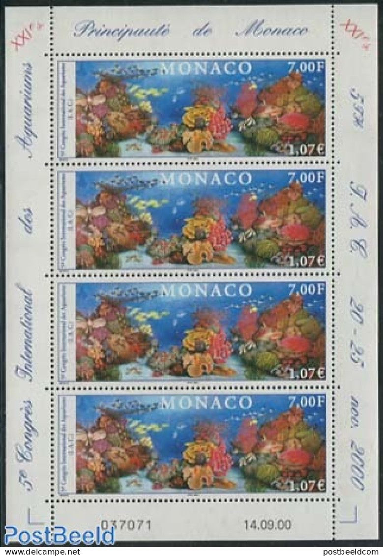 Monaco 2000 Aquarium Congress M/s, Mint NH, Nature - Fish - Unused Stamps