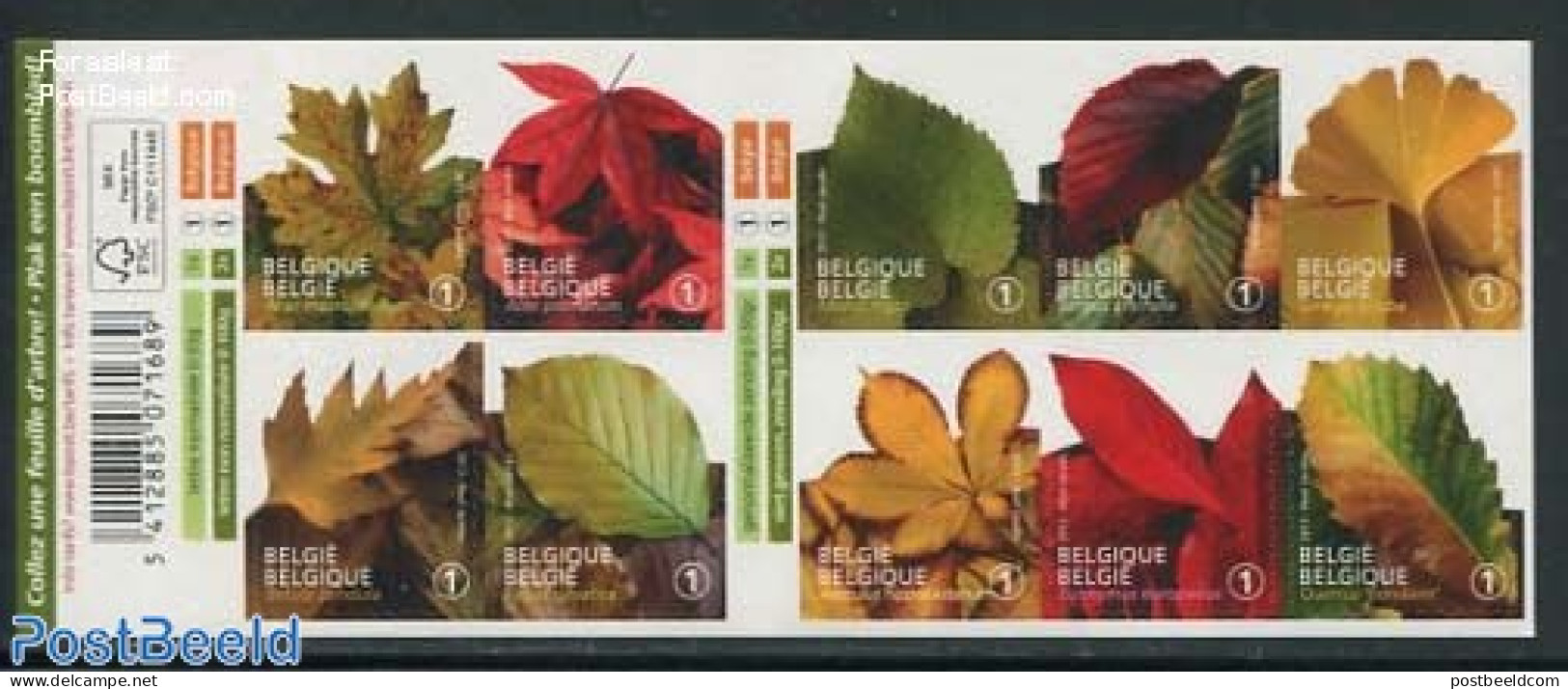 Belgium 2012 Autumn Trees 10v S-a In Foil Booklet, Mint NH, Nature - Trees & Forests - Stamp Booklets - Nuovi