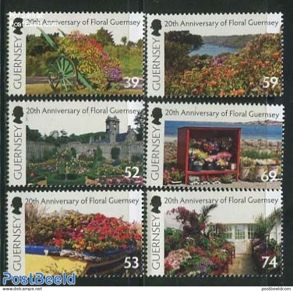 Guernsey 2012 Flowers 6v, Mint NH, Nature - Flowers & Plants - Gardens - Guernesey