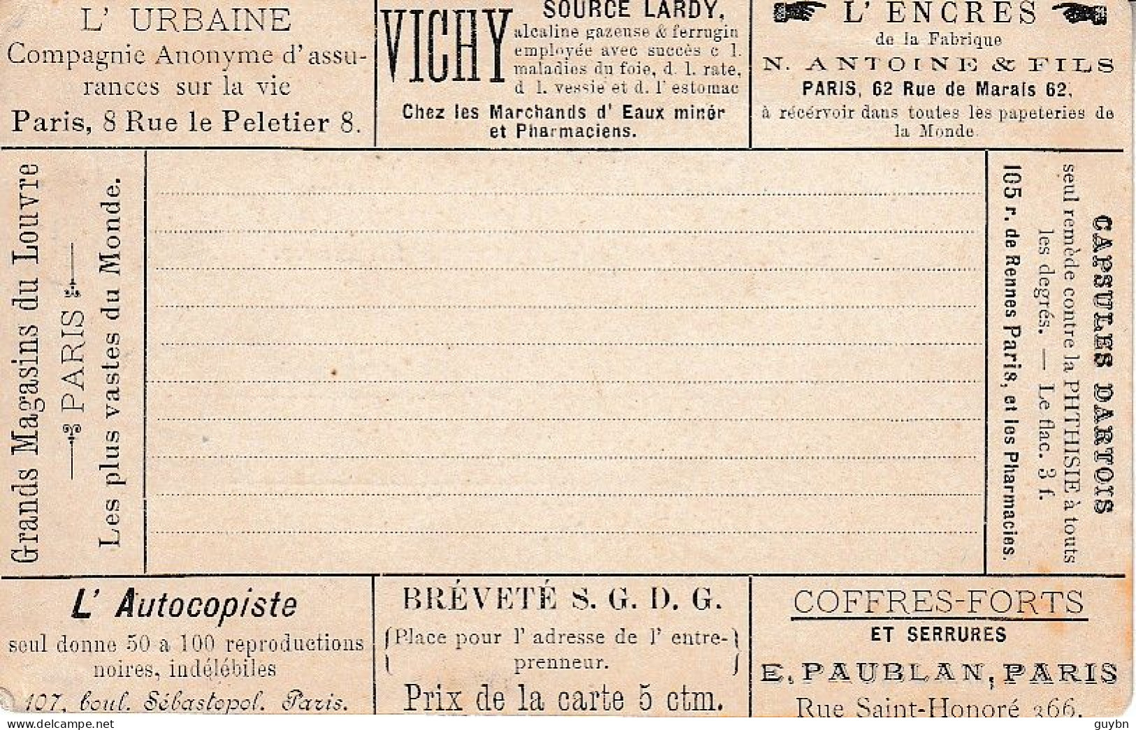 France Entier Cp Publicitaire Sage 10c Vendue 5 Centime .. Repiquage Annonces Pour Paris Sur Cp G05 .. NON REFERENCE .. - Cartoline Postali E Su Commissione Privata TSC (ante 1995)