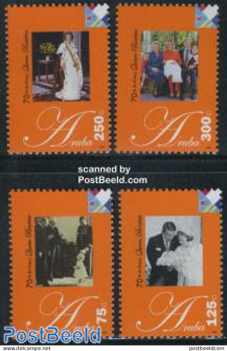 Aruba 2008 Queen Beatrix 70th Anniversary 4v, Mint NH, History - Kings & Queens (Royalty) - Koniklijke Families