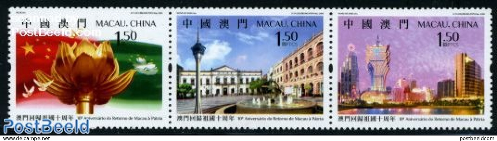 Macao 2009 10 Years Return To China 3v [::], Mint NH - Neufs