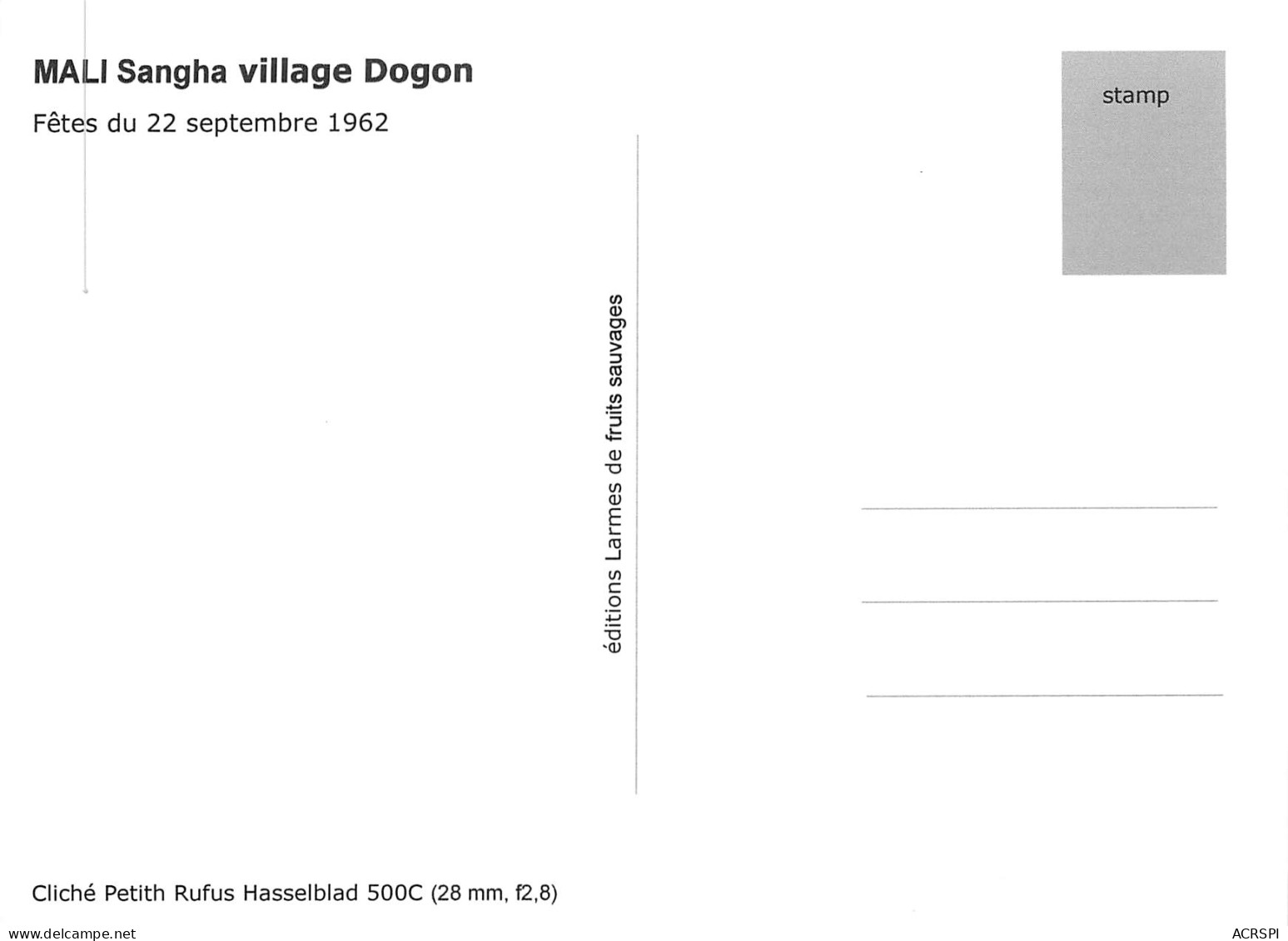 MALI  SANGHA  Jeune Femme Village DOGON  22 Septembre 1962 Ed Larmes De Fruits Sauvages Boite Bois 1 - Mali