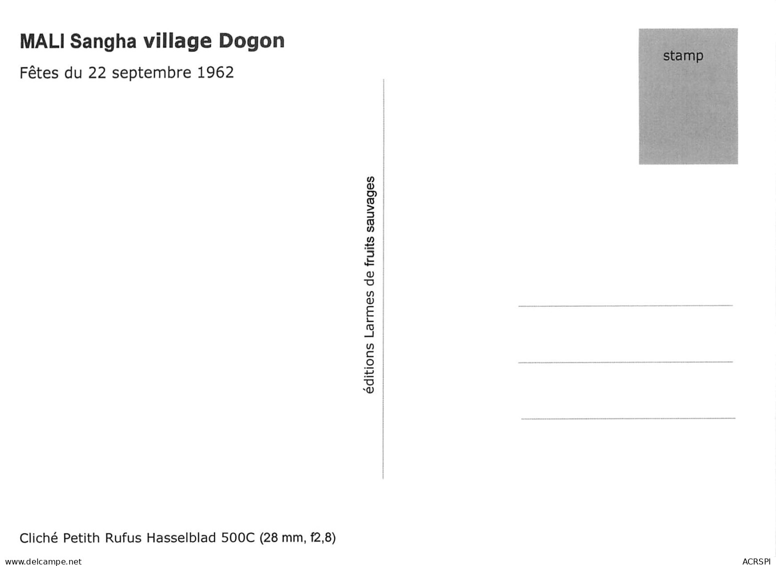 MALI  SANGHA   Village DOGON  Fêtes Du 22 Septembre 1962 Ed Larmes De Fruits Sauvages Boite Bois 1 - Mali