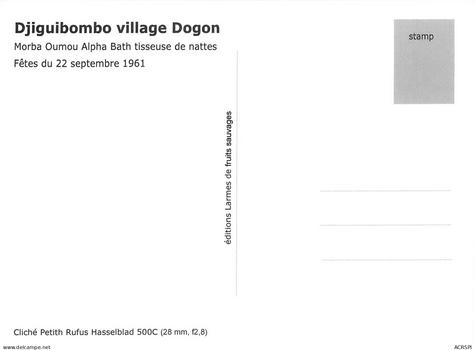 MALI  DJIGUIBOMBO Morba Oumou Village DOGON Fêtes Du 22 Septembre 1961   Ed Larmes De Fruits Sauvages Boite Bois 1 - Malí