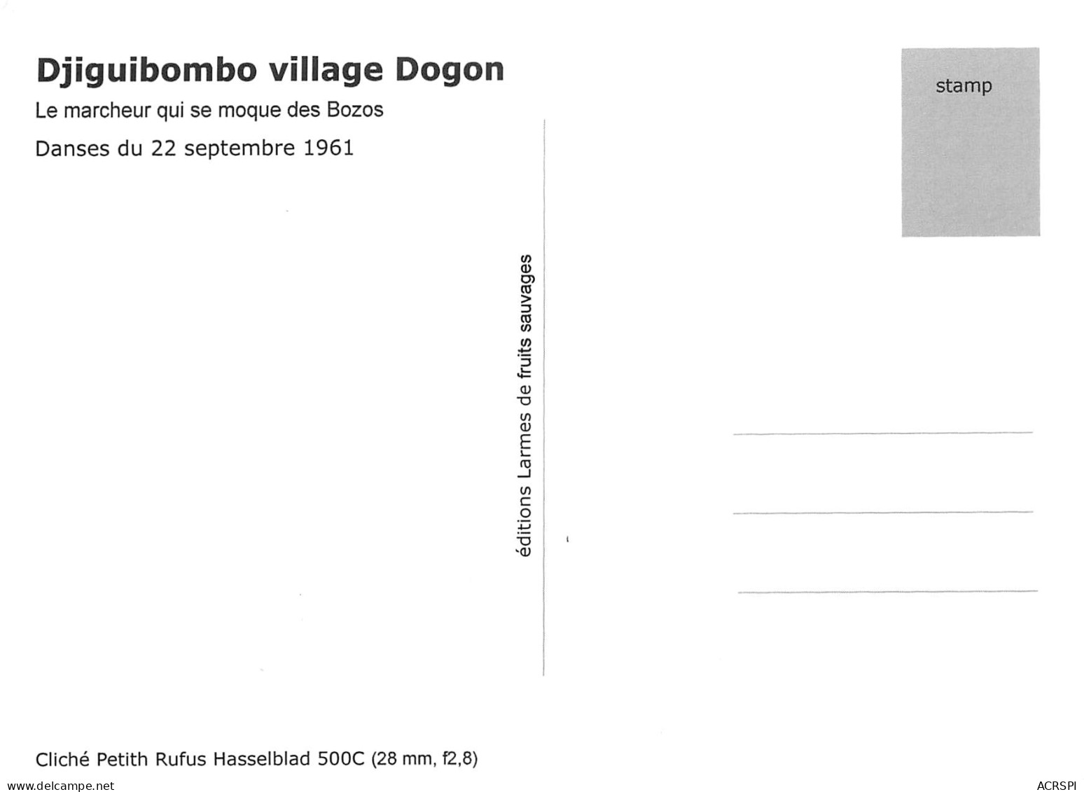 MALI  DJIGUIBOMBO Le Marcheur Village DOGON Fêtes Du 22 Septembre 1961   Ed Larmes De Fruits Sauvages Boite Bois 1 - Mali